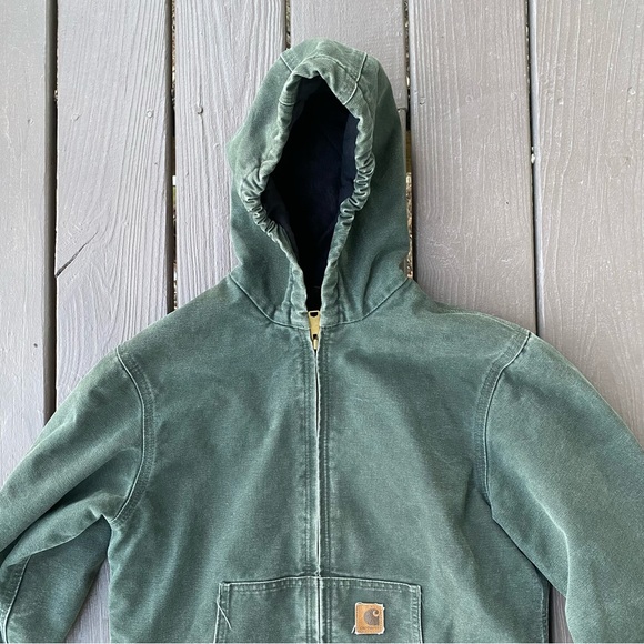 Carhartt Quilt Lined Jacket Youth XL (14/16) YYJ130 MOS Moss Green - Picture 2 of 16